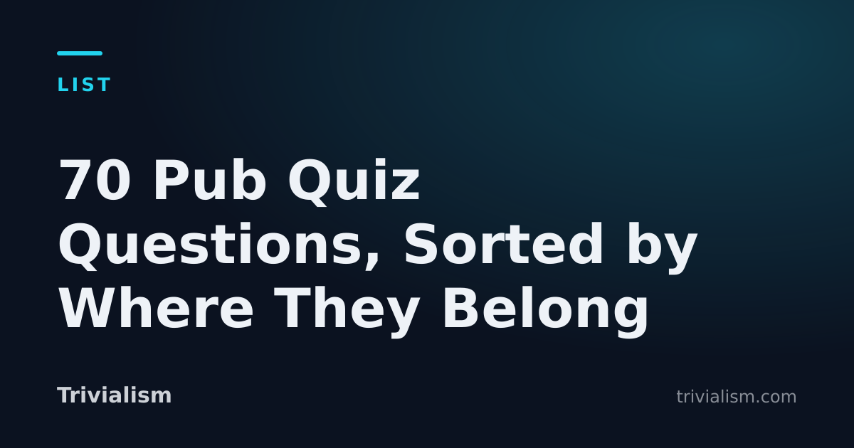 70 Pub Quiz Questions, Sorted by Where They Belong — Trivialism